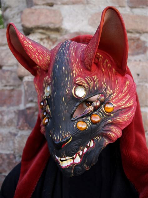 MADE TO ORDER Red Kitsune Fox Mask Larp Cosplay Fantasy | Etsy