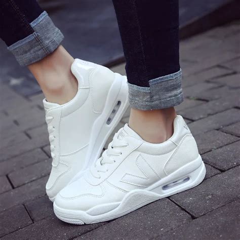 Lzzf 2018 Korean Fashion Casual Spring Leather Shoes Woman White Sneakers Flat Platform Shoes ...