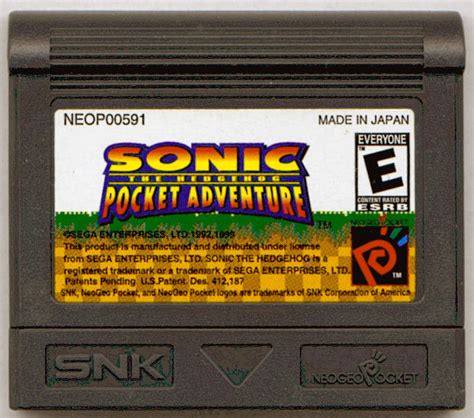 Sonic The Hedgehog Pocket Adventure Neo Geo Pocket Game Used