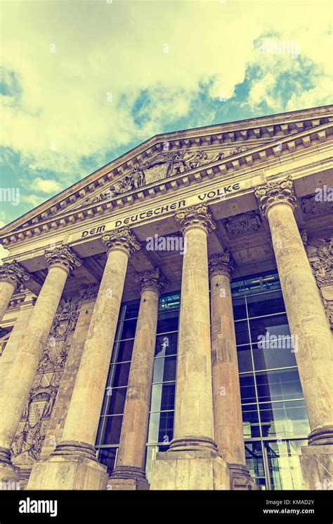 Entrance of German parliament building (Deutscher Bundestag or ...