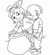 Bheem Krishna Chhota Coloring Pages Outline Chota Colouring Drawing  sketch template