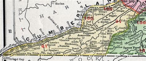 Lee County, Virginia, Map, 1911, Rand McNally, Jonesville, Pennington ...