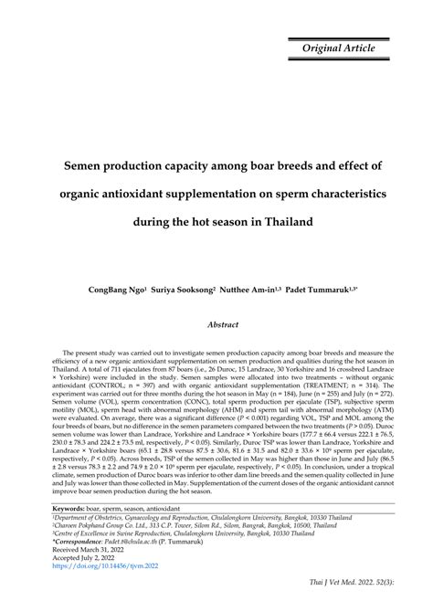 (PDF) Semen production capacity among boar breeds and effect of organic ...