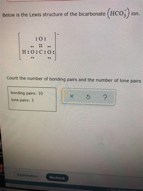 Solved Below is the Lewis structure of the bicarbonate | Chegg.com