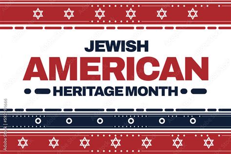 Jewish American Heritage Month with traditional borders and colors. Celebrated annually in May ...