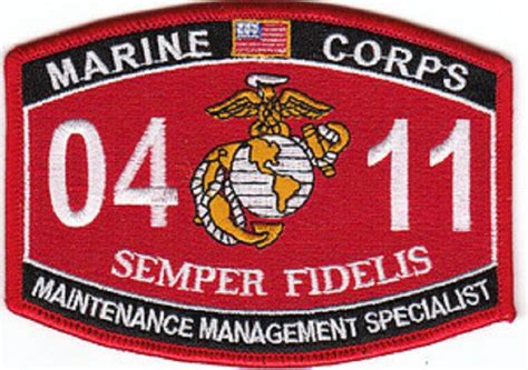 0411 MAINTENANCE MANAGEMENT SPECIALIST USMC MOS MILITARY PATCH SEMPER | USMILITARYPATCH.COM