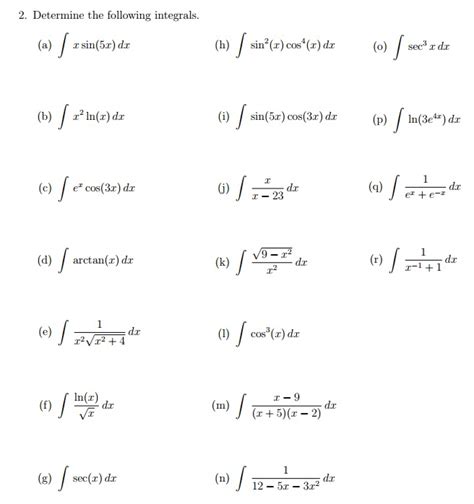 Solved Determine the following integrals. Integral x | Chegg.com