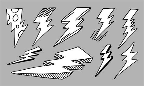 Premium Vector | Hand drawn thunderbolt symbol sketch illustrations.