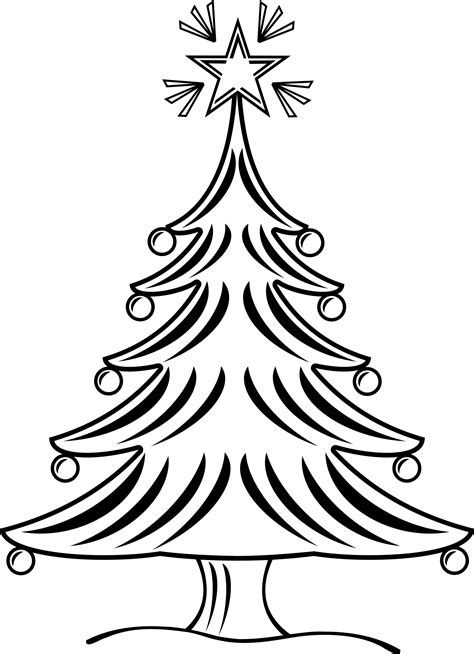 Clipart - Christmas Tree Black and White