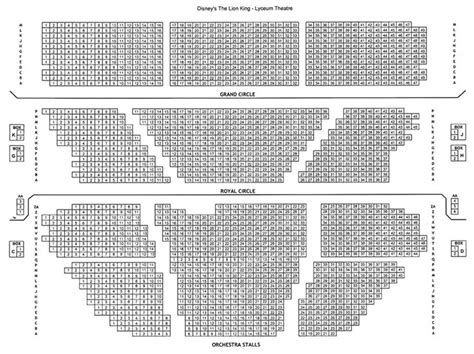 Lyceum Theatre Seating Plan- Lyceum seating plan - Lyceum Theatre london Seating Map with details