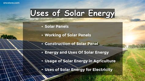 Uses Of Solar Energy Images