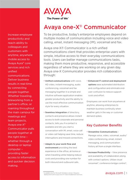 Avaya One-X Communicator: Key Customer Benefits | PDF | Instant Messaging | Voicemail