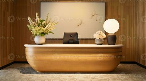 Wooden reception desk in spa center, Generative AI 29879234 Stock Photo at Vecteezy