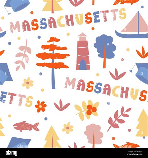 USA collection. Vector illustration of Massachusetts theme. State ...