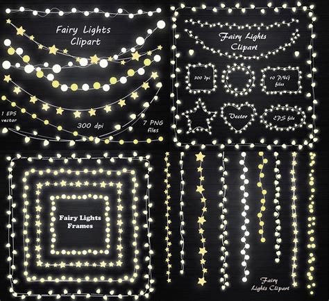 BIG SET of Fairy Lights Clipart String Lights Clipart Fairy | Etsy