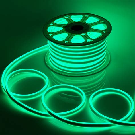 WYZworks Green Flexible Waterproof Soft Double Side LED Neon Rope Light Strip Bar 100FT ...