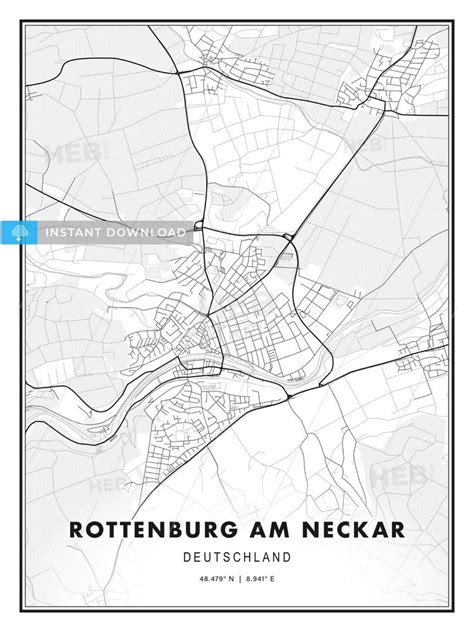 Rottenburg am Neckar, Germany, Modern Print Template in Various Formats ...