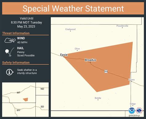 NWS Billings on Twitter: "A special weather statement has been issued for Broadus MT and Epsie ...