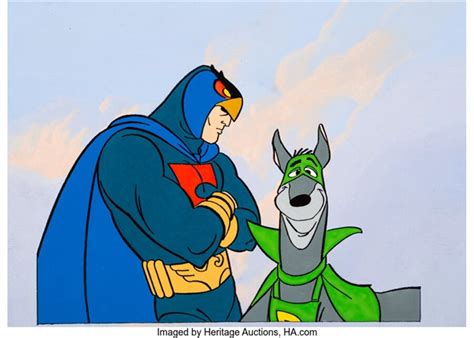 Dynomutt, Dog Wonder Dynomutt and Blue Falcon Bumper Cel with Hand-Painted Background Hanna ...