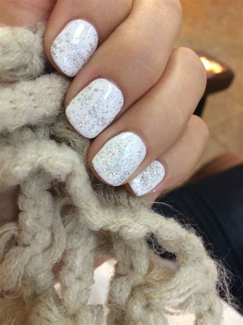 Sparkling Snow Nails! Gelish: White on White with Gelish Water Field on top for glitter White ...