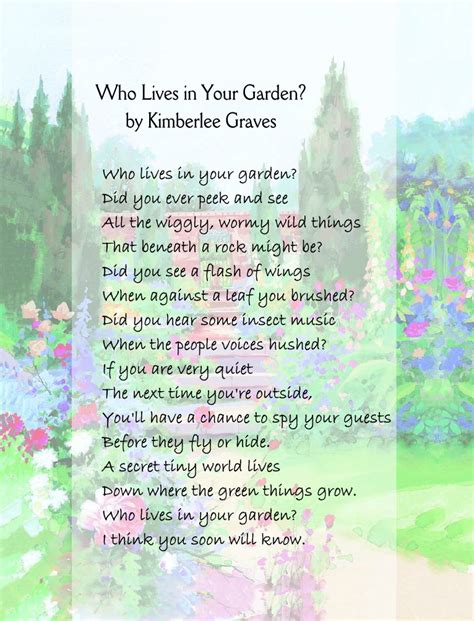 Little Stars Learning: Who Lives in Your Garden? Poetry Printable