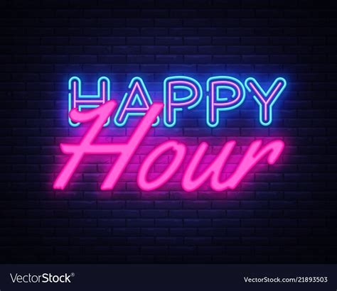 Happy hour neon text happy hour neon sign Vector Image