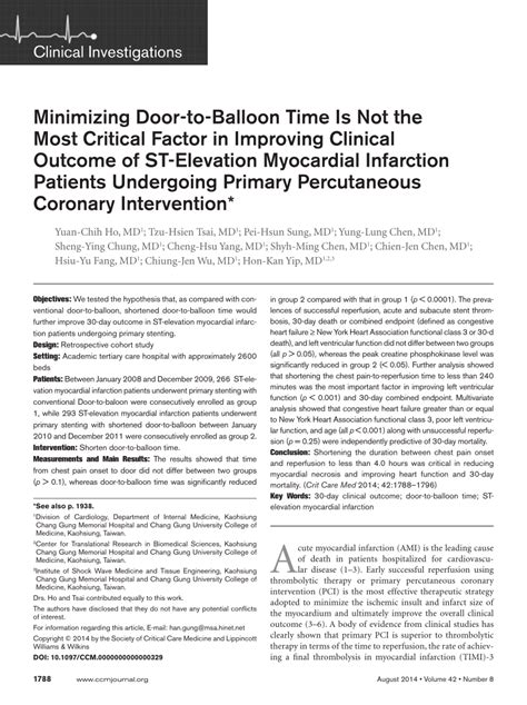 (PDF) Minimizing Door-to-Balloon Time Is Not the Most Critical Factor in Improving Clinical ...