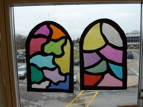 Stained Glass Windows in construction paper and tissue paper. | Paper ...