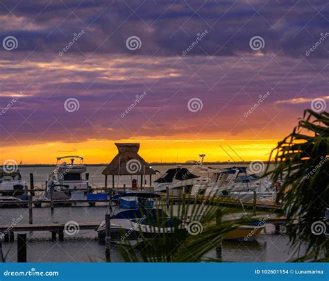 Cancun Mexico Lagoon Sunset Marina Stock Photo - Image of riviera, exotic: 102601154