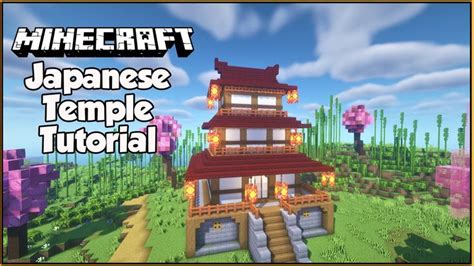 the japanese temple in minecraft with text overlaying it that reads,'japan temple