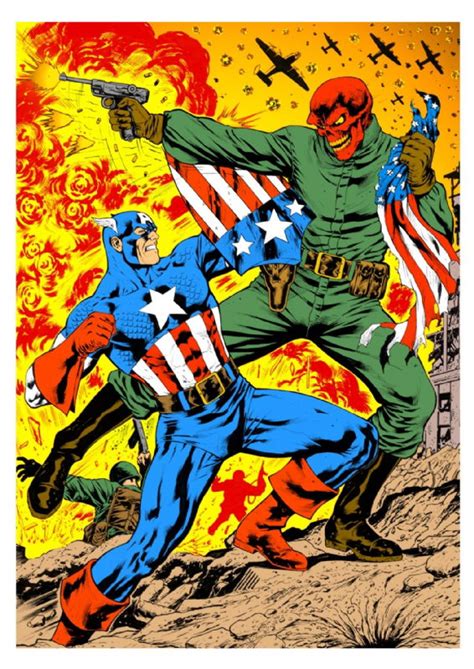 captain america vs red skull, in david david's collection of comics Comic Art Gallery Room