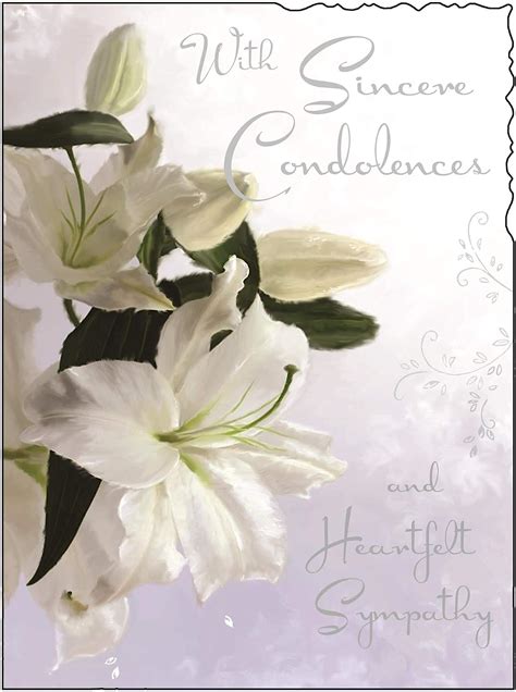 Amazon.com : PsinzmkSympathy Card (JJ5335) Sincere Condolences - Oriental Lily - Silver Embossed ...