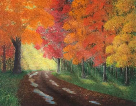 Autumn Road Painting by Marlene Little | Fine Art America