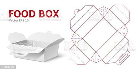 Chinese Food Box Layout Realistic Low Paper Package White Cardboard ...