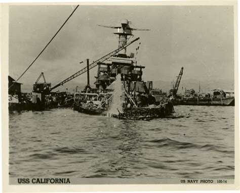 Damaged USS California (BB-44) after attack on Pearl Harbor on 7 December 1941 | The Digital ...