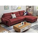 BRAXTON Simon 4 Seater L Shape Sofa for Living Room (Maroon Fabric ...