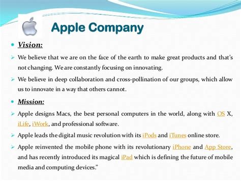 Apple Mission And Vision : Apple Inc. / Apple 's vision proclamation ...