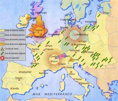 Mapa de Europa: División religiosa siglo XVI | Mapa de europa, Siglo ...