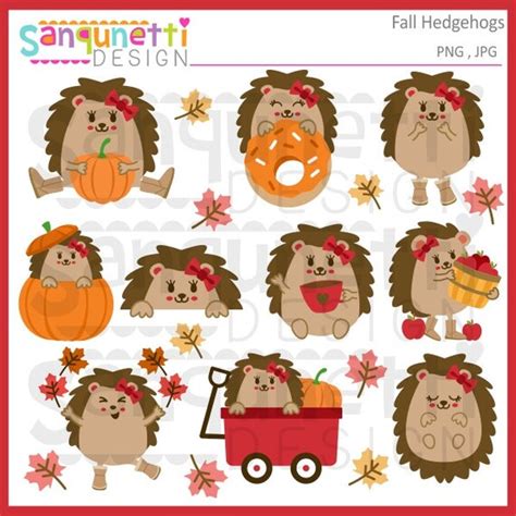 Fall Hedgehog clipart Hedgehog clipart Fall clipart | Etsy