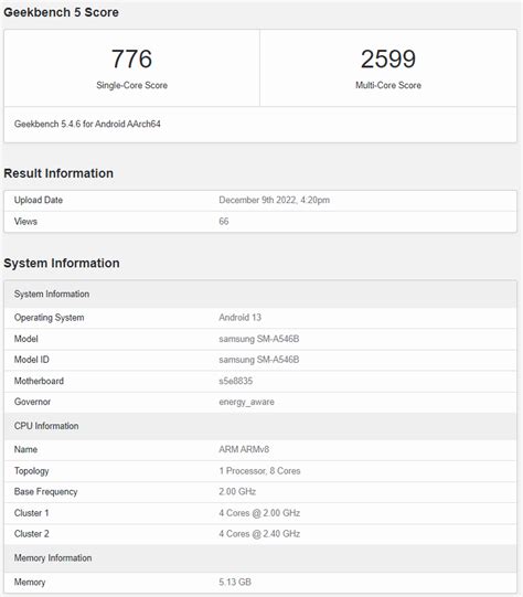 Samsung Galaxy A54 5G appears on Geekbench with Exynos 1380 SoC - Gizmochina