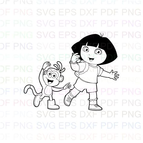 Dora And Boots Dora The Explorer Outline Svg Dxf Eps Pdf Png | The Best ...