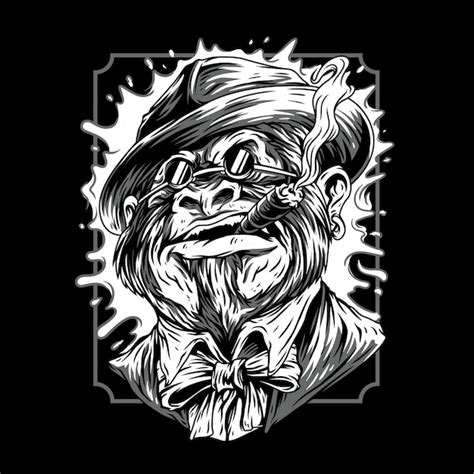 Premium Vector | Mafia remastered black and white illustration