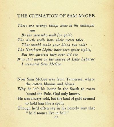 The Cremation Of Sam McGee ,,, | Cremation, Inspirational quotes, Sam