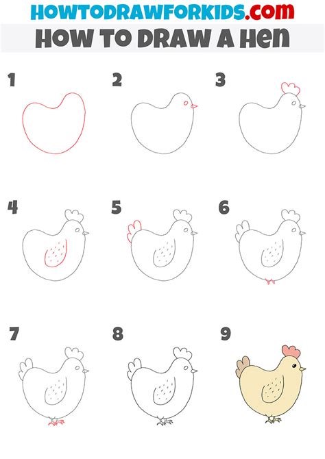 How to Draw a Hen - Easy Drawing Tutorial For Kids