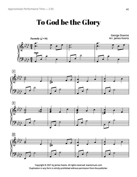 To God be the Glory – Koerts Music