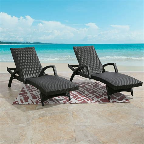 Ulax Furniture Outdoor Woven Padded 2-Pack Aluminum Chaise Lounge Armed ...