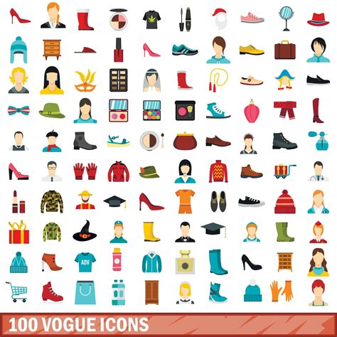 100 vogue icons set, flat style 8453439 Vector Art at Vecteezy