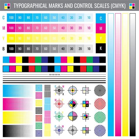 Calibration printing crop marks. CMYK color test vector document By ...