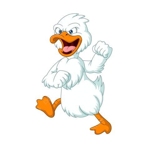 Duck Mascot Vector Art PNG, Angry White Duck Cartoon Mascot, Happy ...