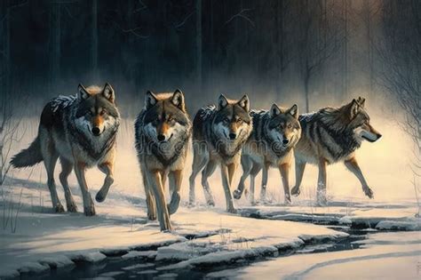 Pack of Hungry Wolves Hunting in Winter Stock Image - Image of wood, alaska: 275930871